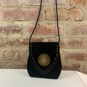 Vintage black velvet evening bag